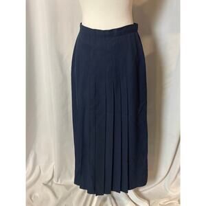 Michele Blue Pleated School Girl 100% Wool Long Skirt